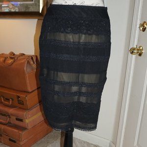 TABITHA 100% SILK SHEER SKIRT WITH NUDE LINING